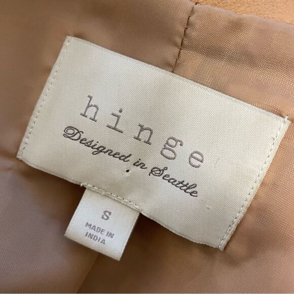 Hinge Tan Leather Suede Drappy Open Front Jacket Size Small - Picture 7 of 8